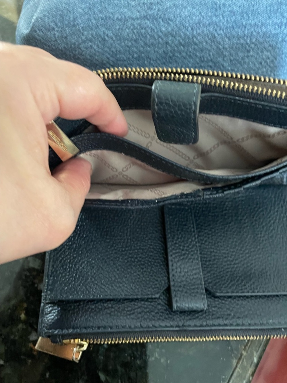 Michael Kors Black Pebbled Leather Wristlet Clutch with Gold Hardware - Picture 10 of 10